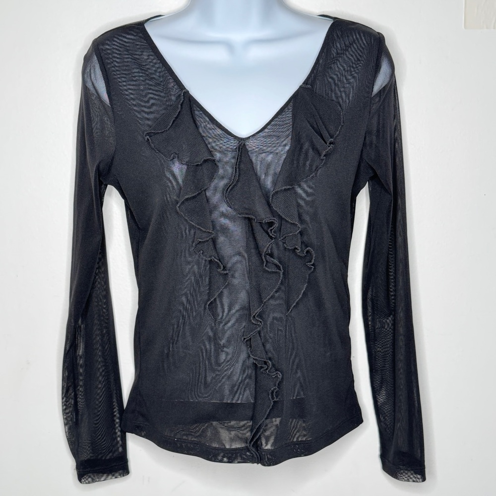Jones New York Black Ruffled Blouse‎